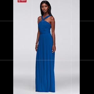 David’s Bridal Y-Neck Long Mesh Bridesmaid Dress